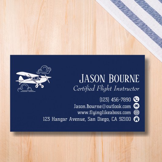 Carte De Visite Instructeur de vol d'aviation de code QR professio