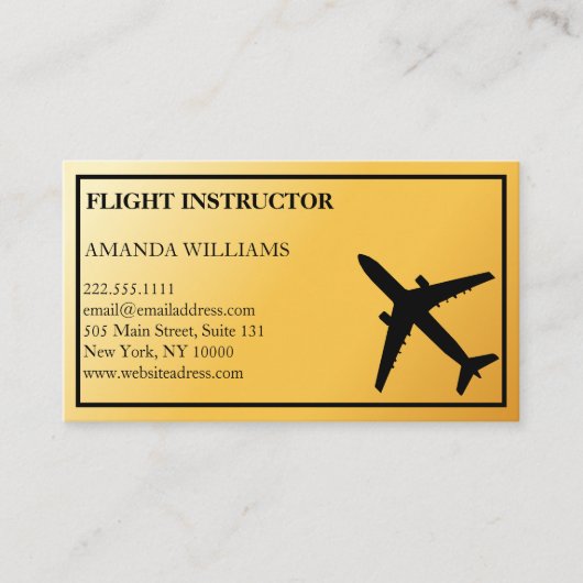 Carte De Visite Instructeur de vol d'avion à réaction moderne (Devant)
