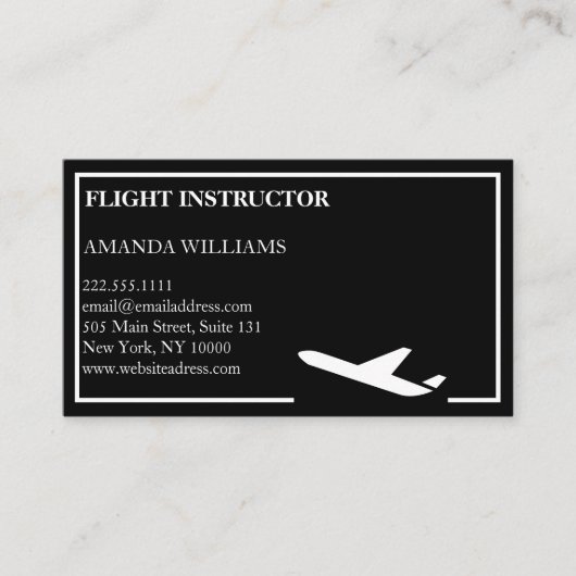 Carte De Visite Instructeur de vol d'avion à réaction moderne (Devant)