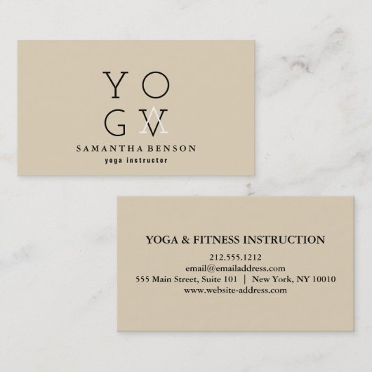 Carte De Visite Instructeur de yoga (Devant / Derrière)
