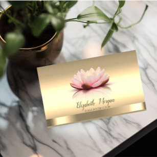 Carte De Visite Instructeur de Yoga à fleurs de Lotus d'or