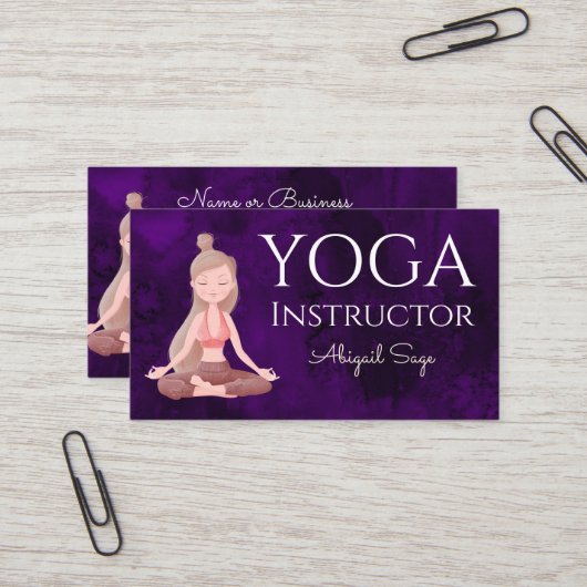 Carte De Visite Instructeur de Yoga Belle fille de méditation viol (Devant/Arrière en situation)