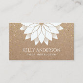 Carte De Visite Instructeur de Yoga Blanc Lotus Floral Rustique Kr (Devant)
