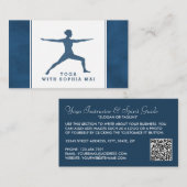 Carte De Visite Instructeur de Yoga Bleu de la Marine moderne tend (Devant / Derrière)