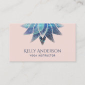 Carte De Visite Instructeur de Yoga Blue Lotus Floral Mandala Blus (Devant)