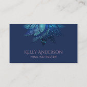 Carte De Visite Instructeur de Yoga Blue Lotus Star Mandala Navy (Devant)