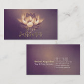 Carte De Visite Instructeur de Yoga Chic Luminant Lotus & Purple G (Devant / Derrière)