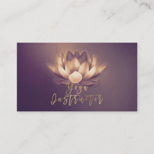 Carte De Visite Instructeur de Yoga Chic Luminant Lotus & Purple G (Devant)