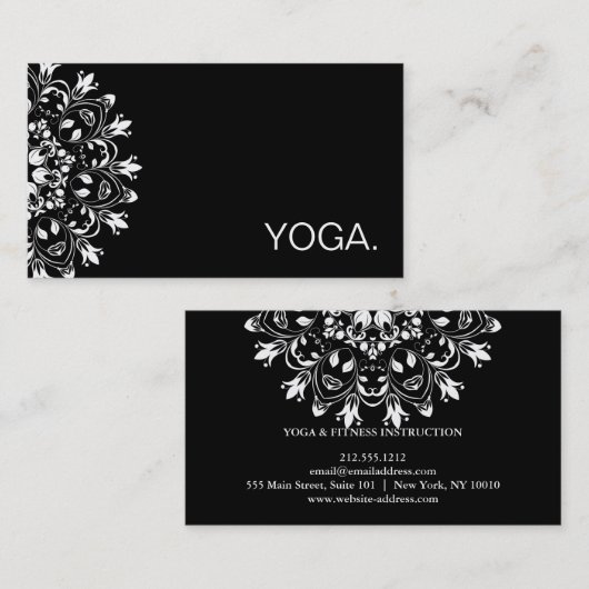 CARTE DE VISITE INSTRUCTEUR DE YOGA CUSTOMISÉ PAR LOGO DE MANDALA (Devant / Derrière)
