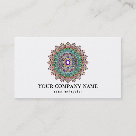CARTE DE VISITE INSTRUCTEUR DE YOGA CUSTOMISÉ PAR LOGO DE MANDALA (Devant)