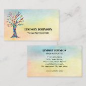 Carte De Visite Instructeur de Yoga d'aquarelle de l'arbre de vie (Devant / Derrière)