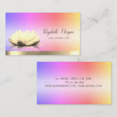 Carte De Visite Instructeur de Yoga de bande or Lotus Flower (Devant / Derrière)