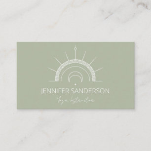 Carte De Visite Instructeur de Yoga de Boho Vert Pretty Sage
