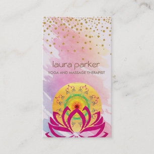 Carte De Visite Instructeur de yoga de fleur de Lotus d'aquarelle