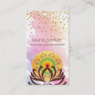 Carte De Visite Instructeur de yoga de fleur de Lotus d'aquarelle