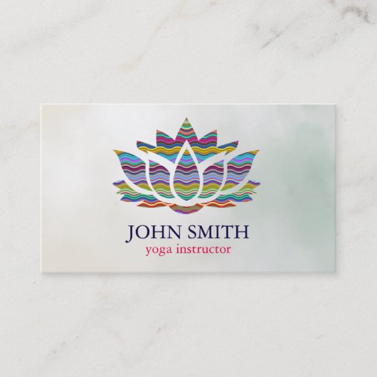 Carte De Visite Instructeur de Yoga de Lotus d'or blanc minimalist (Devant)