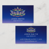 Carte De Visite Instructeur de Yoga de Lotus d'or blanc minimalist (Devant / Derrière)