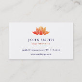 Carte De Visite Instructeur de Yoga de Lotus d'or blanc minimalist (Dos)
