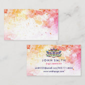 Carte De Visite Instructeur de Yoga de Lotus d'or blanc minimalist (Devant / Derrière)