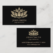 Carte De Visite Instructeur de Yoga de Lotus d'or blanc minimalist (Devant / Derrière)
