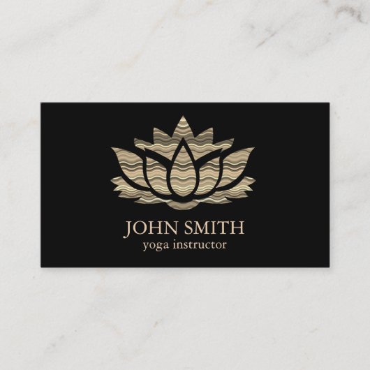 Carte De Visite Instructeur de Yoga de Lotus d'or blanc minimalist (Devant)