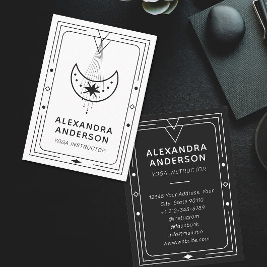 Carte De Visite Instructeur de Yoga de lune de croissant céleste g