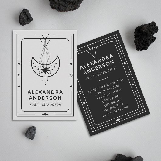 Carte De Visite Instructeur de Yoga de lune de croissant céleste g
