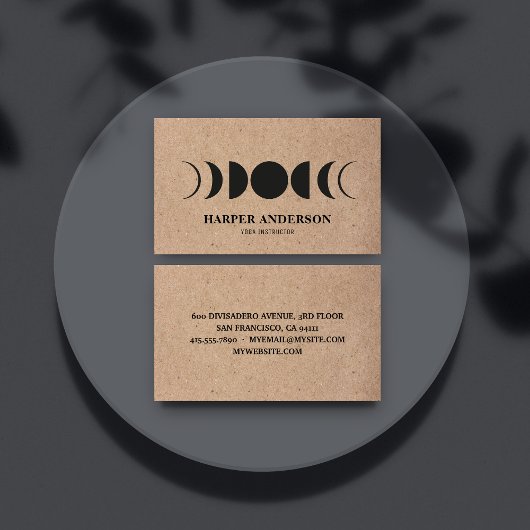 Carte De Visite Instructeur de Yoga de Pleine lune moderne profess