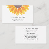 Carte De Visite Instructeur de Yoga de tournesol d'aquarelle (Devant / Derrière)
