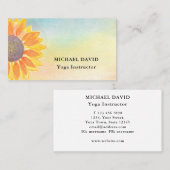 Carte De Visite Instructeur de Yoga de tournesol d'aquarelle (Devant / Derrière)