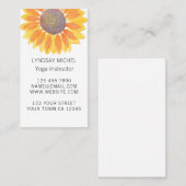 Carte de visite instructeur de Yoga de tournesol j (Devant / Derrière)