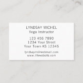 Carte De Visite Instructeur de Yoga de tournesol moderne (Dos)