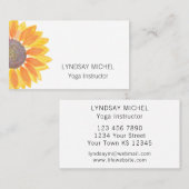 Carte De Visite Instructeur de Yoga de tournesol moderne (Devant / Derrière)