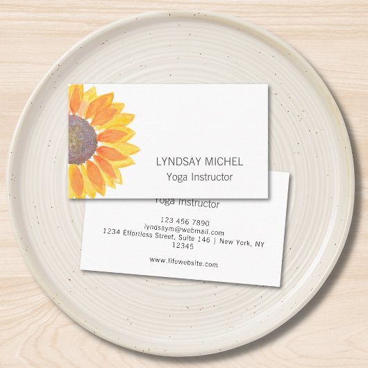 Carte De Visite Instructeur de Yoga de tournesol moderne
