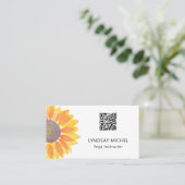 Carte De Visite Instructeur de Yoga de tournesol QR Code (Debout devant)
