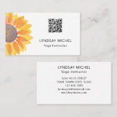 Carte De Visite Instructeur de Yoga de tournesol QR Code (Devant / Derrière)