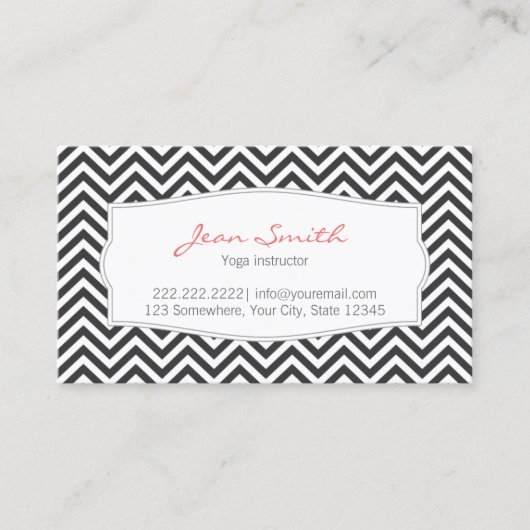 Carte De Visite Instructeur de yoga Elegant Chevron Stripes (Devant)