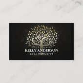 Carte De Visite Instructeur de yoga Elegant Gold Tree (Devant)