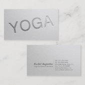 Carte De Visite Instructeur de Yoga en argent blanc minimum (Devant / Derrière)