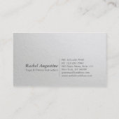 Carte De Visite Instructeur de Yoga en argent blanc minimum (Dos)