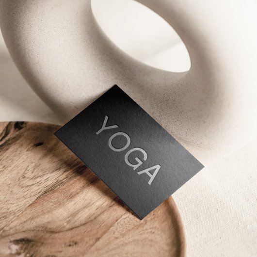 Carte De Visite Instructeur de Yoga en argent noir minimum