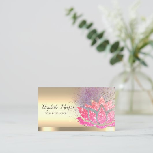 Carte De Visite Instructeur de Yoga en or Lotus Parties scintillan (Debout devant)