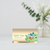 Carte De Visite Instructeur de Yoga Fleur de Lotus Vert Chic (Debout devant)