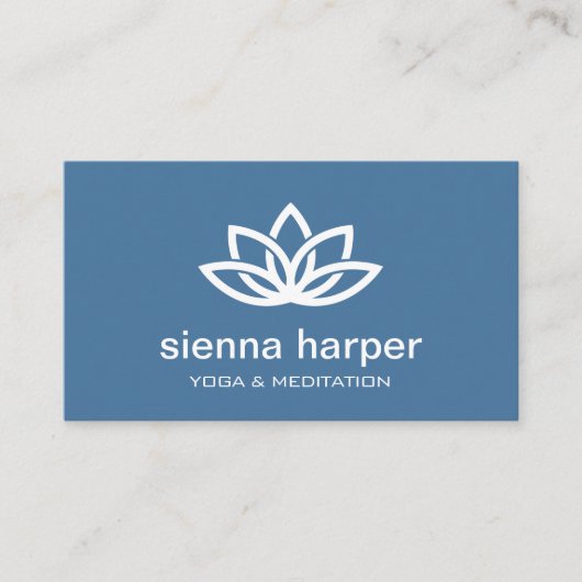 Carte De Visite Instructeur de Yoga Fleur Lotus Marine Blue (Devant)