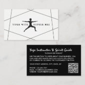 Carte De Visite Instructeur de Yoga Géométrique noir et blanc (Devant / Derrière)