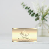 Carte De Visite Instructeur de Yoga Gold Lotus Gold Stripes (Debout devant)