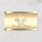 Carte De Visite Instructeur de Yoga Gold Lotus Gold Stripes (Devant)