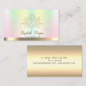 Carte De Visite Instructeur de Yoga Gold Lotus Iridescente (Devant / Derrière)