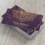Carte De Visite Instructeur de Yoga Gold Lotus Mandala Vintage vio<br><div class="desc">Instructeur de Yoga Gold Lotus Mandala Vintage Cartes de visite violets.</div>