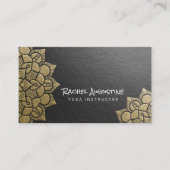 Carte De Visite Instructeur de Yoga Gold Noir Embossé Mandala Flor (Devant)